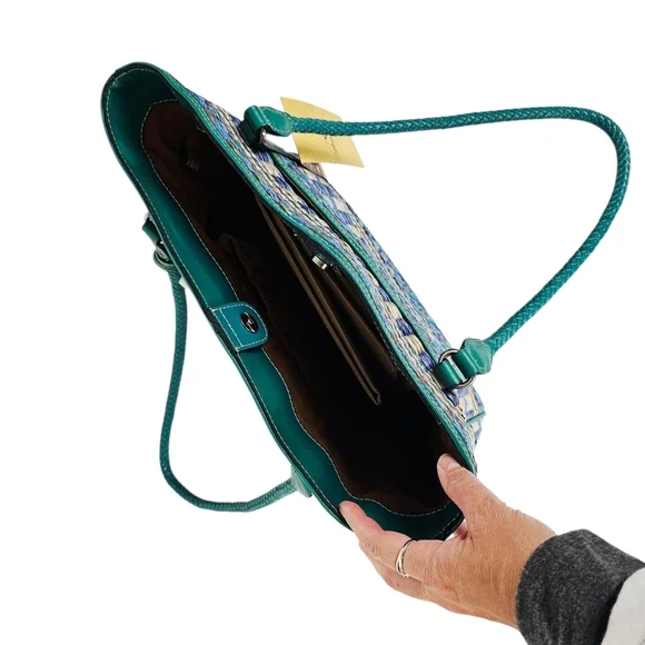 Patricia Nash Teal Woven Cameley Tote NWT - Picture 9 of 15